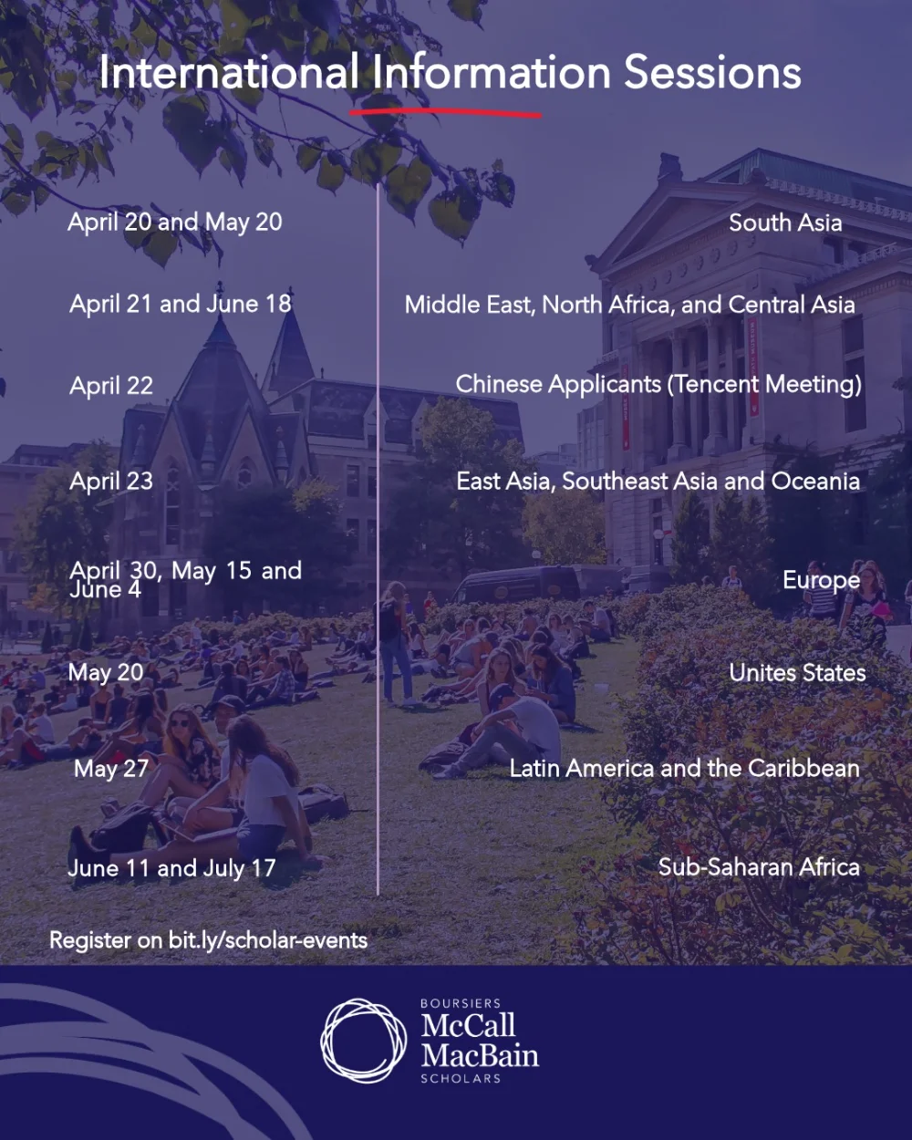 Information sessions of McCall MacBain Scholarship